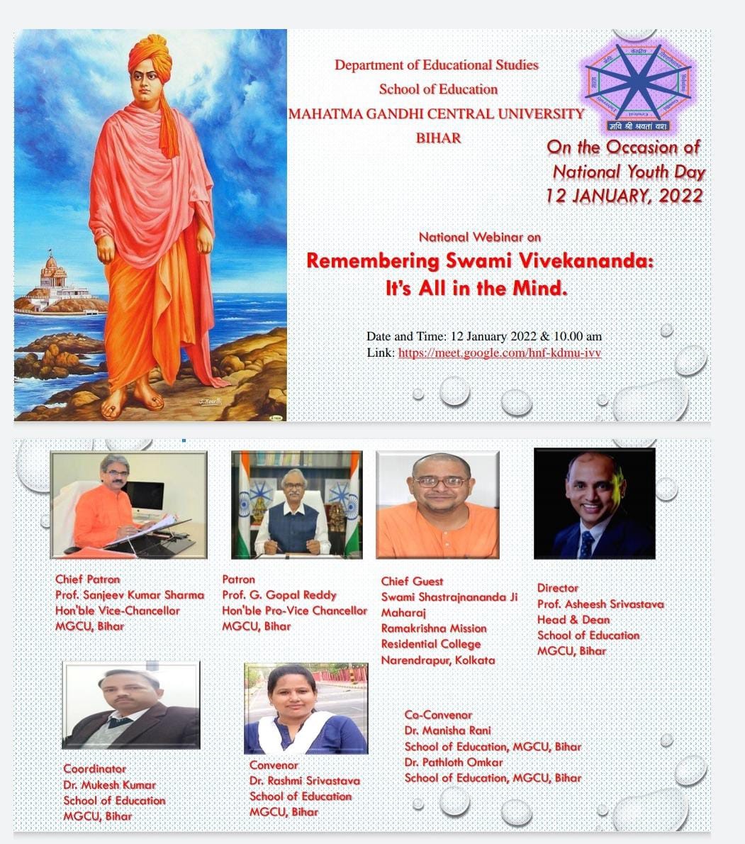 National Webinar on Remembering Swami Vivekananda : It's all in  the Mind