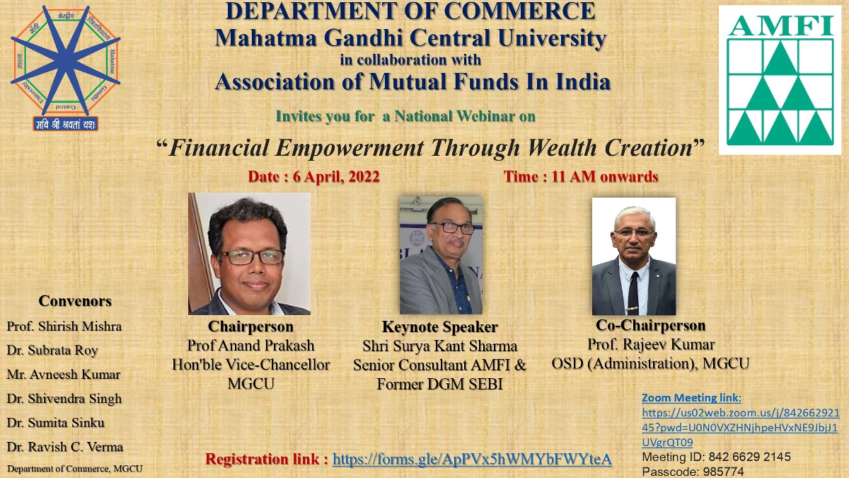 National Webinar organised by Dept. of Commercce, MGCUB