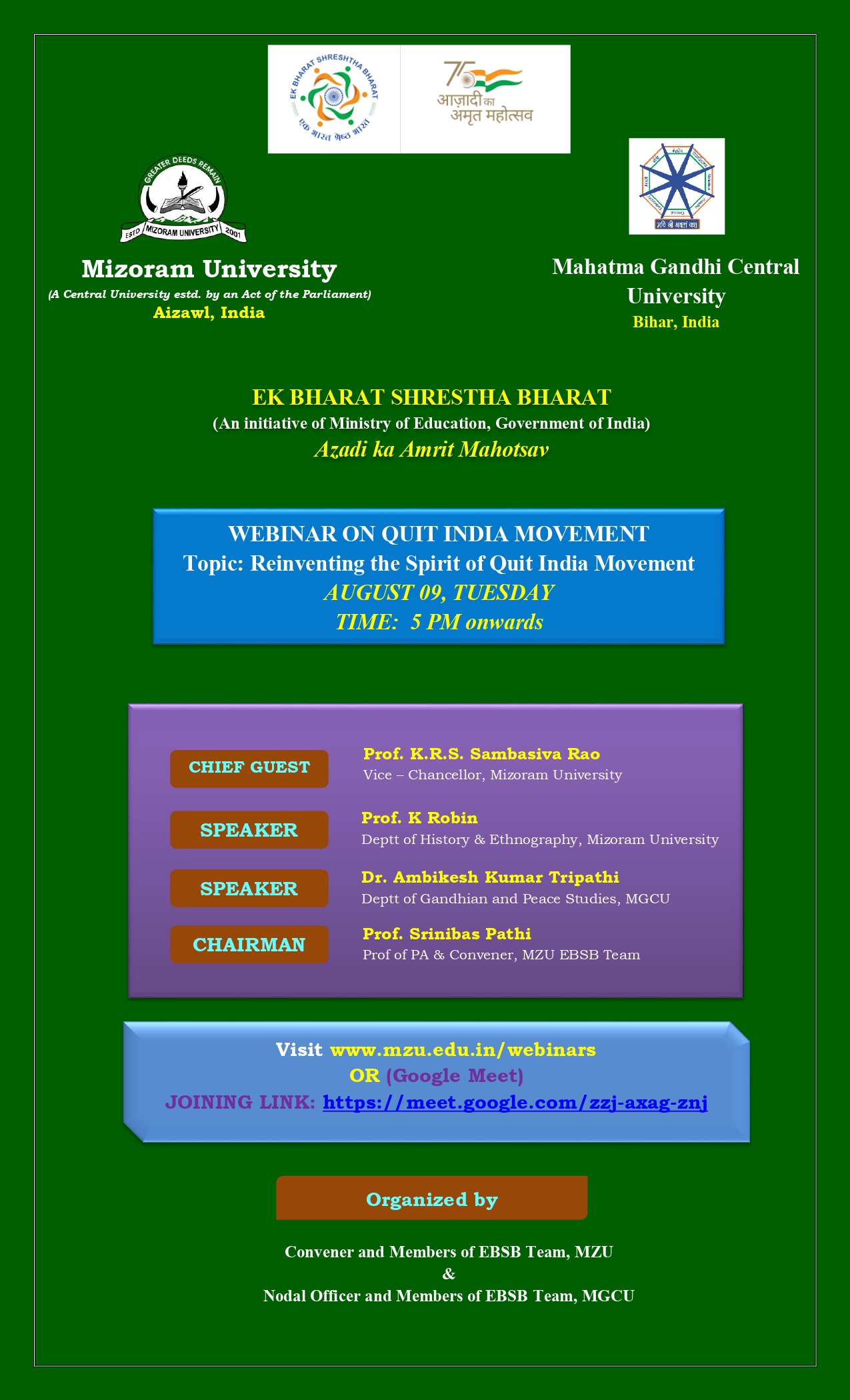 WEBINAR ON QUIT INDIA MOVEMENT