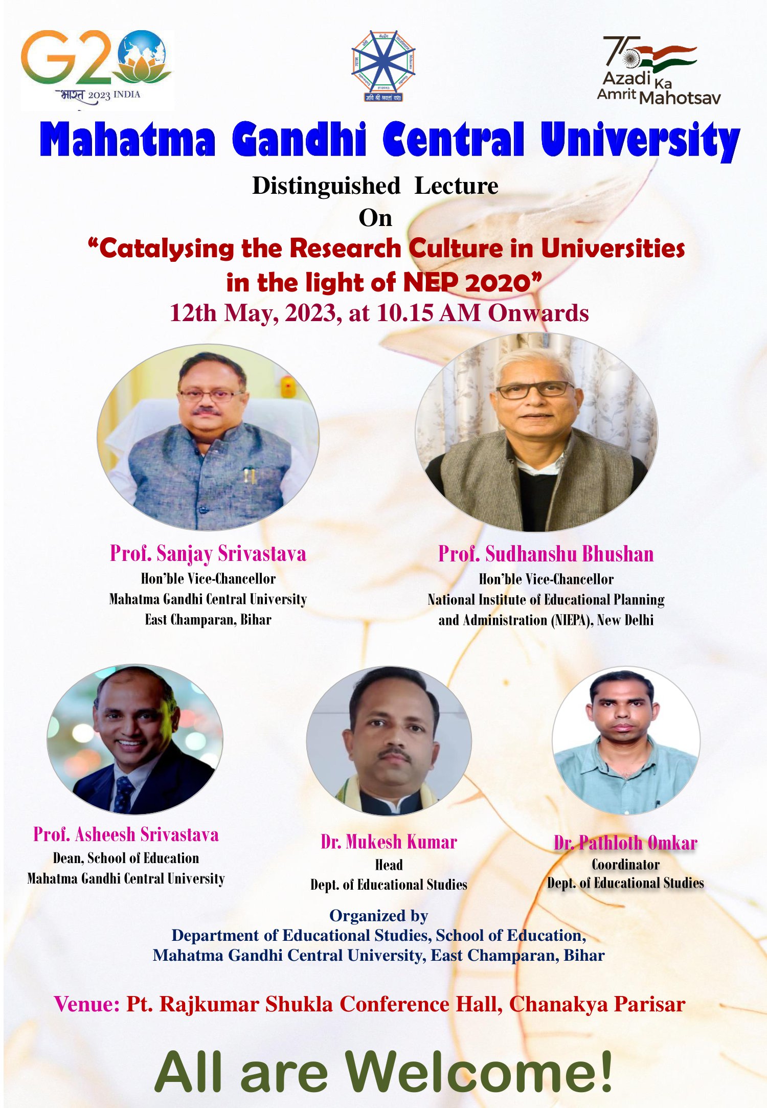 Distinguished Lecture on "Catalysing the Research Culture in Universities in the light of NEP 2020"